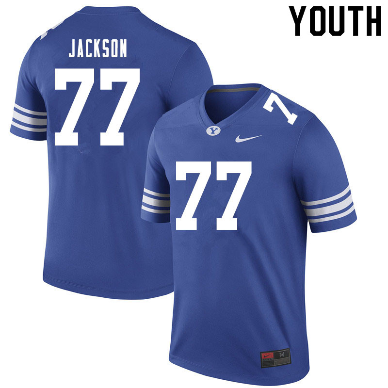 Youth #77 Fisher Jackson BYU Cougars College Football Jerseys Sale-Royal